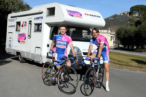 Lampre-Fondital Fahrer mit Adria-Mobil